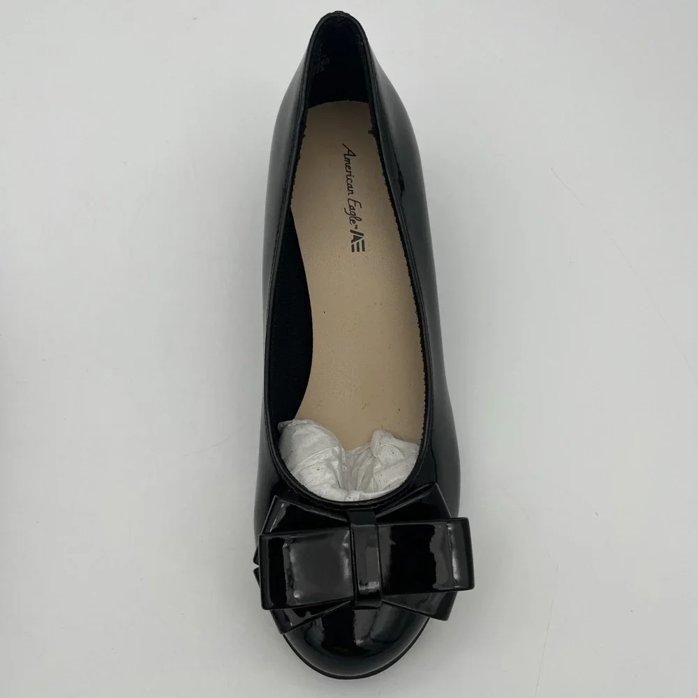 American Eagle Mairin Youth Girls' Black Patent Wedge Heel Dress Shoes size‎ 13